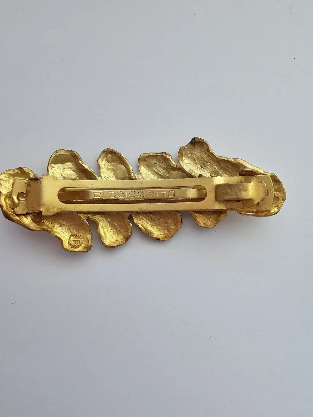 Vintage Dolce Vita Gold Nugget Barrette - Textured Brutalist Hair Clip - 1980s
